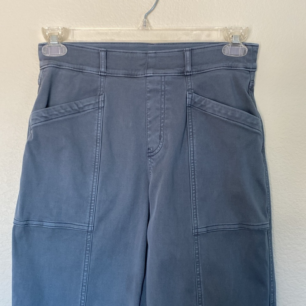 Spanx stretch twill straight leg pants grey blue women’s medium - Picture 2 of 5